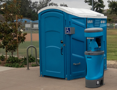 Ada compliant portable toilet out side